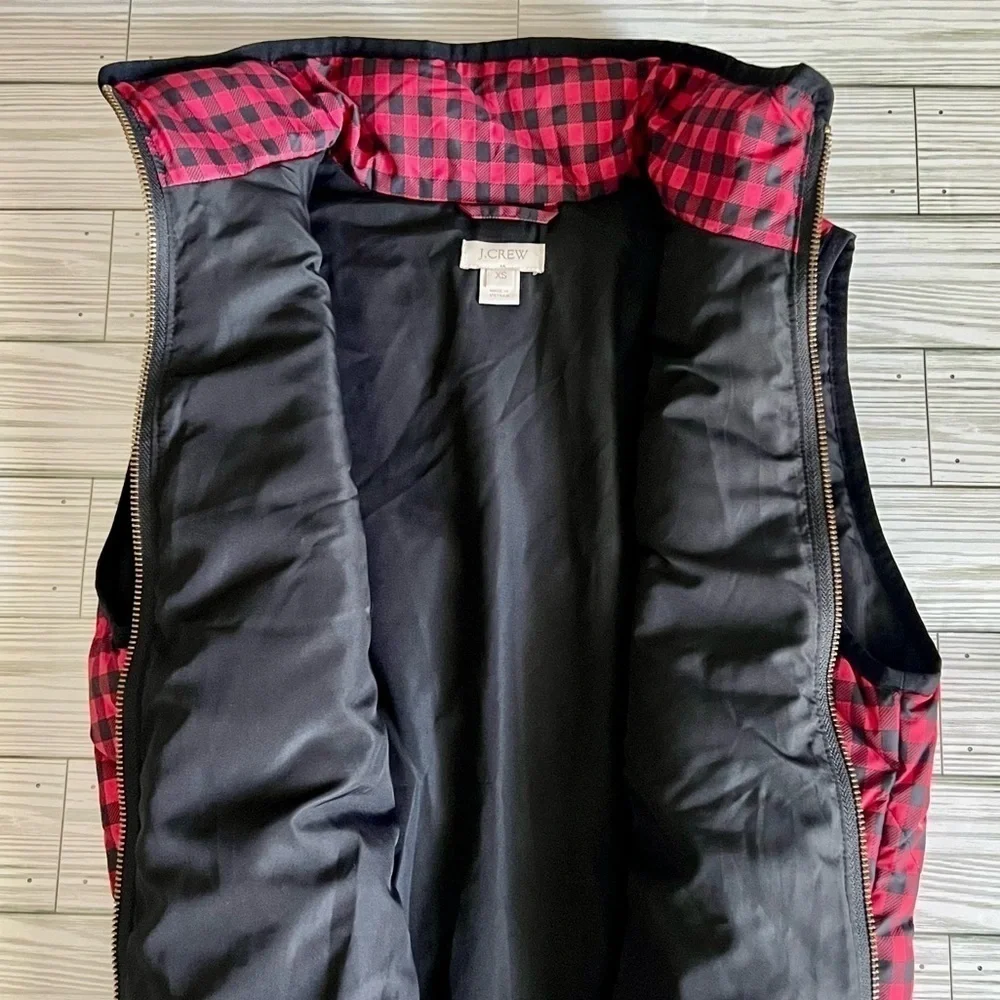 J. CREW Women’s Excursion‎ Gingham Down Puffer Buffalo Vest XS Preppy Lumberjack
